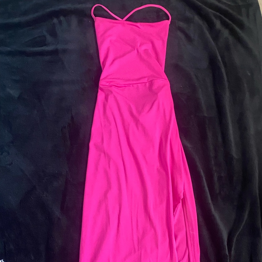 A3 Design Pink Ruched Strapless Bodycon Dress